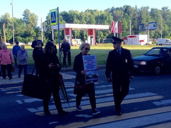 Защитники парка Александрино устроили пешеходную акцию протеста, попытавшись перекрыть проспект Стачек (фото)