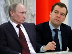 Коллаж "Росбалта". Владимир Путин и Дмитрий Медведев
