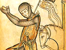 Рыцарь, фрагмент миниатюры, XII век