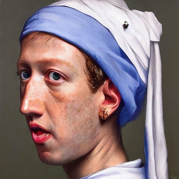 Сгенерированный Stable Diffusion портрет Марка Цукерберга в стиле картины Яна Вермеера 