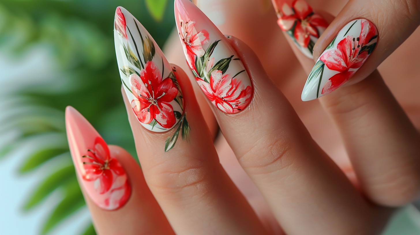 Красивые рисунки цветов на ногтях: фото 2023, дизайн