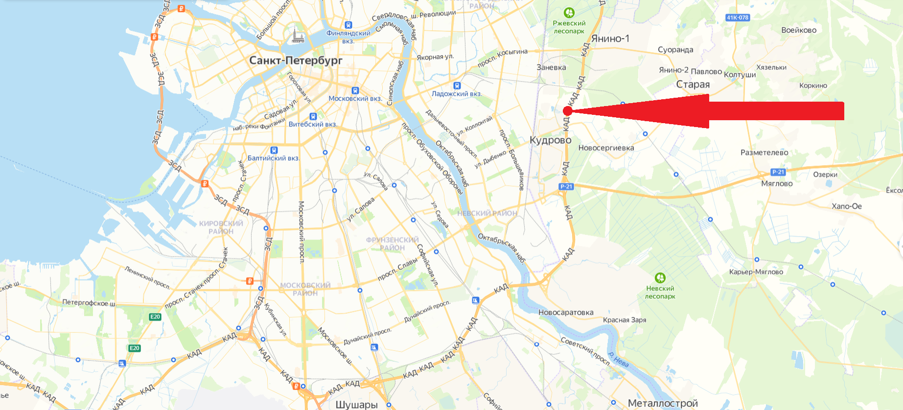 Карта мурманского шоссе от санкт петербурга